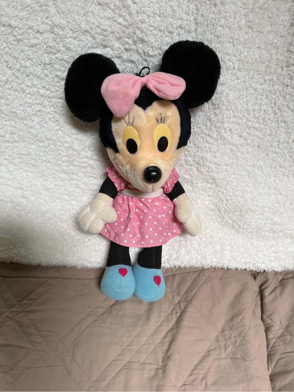 Disney Minnie Mouse Plush with Pink Polka Dot Dress and Blue Shoes